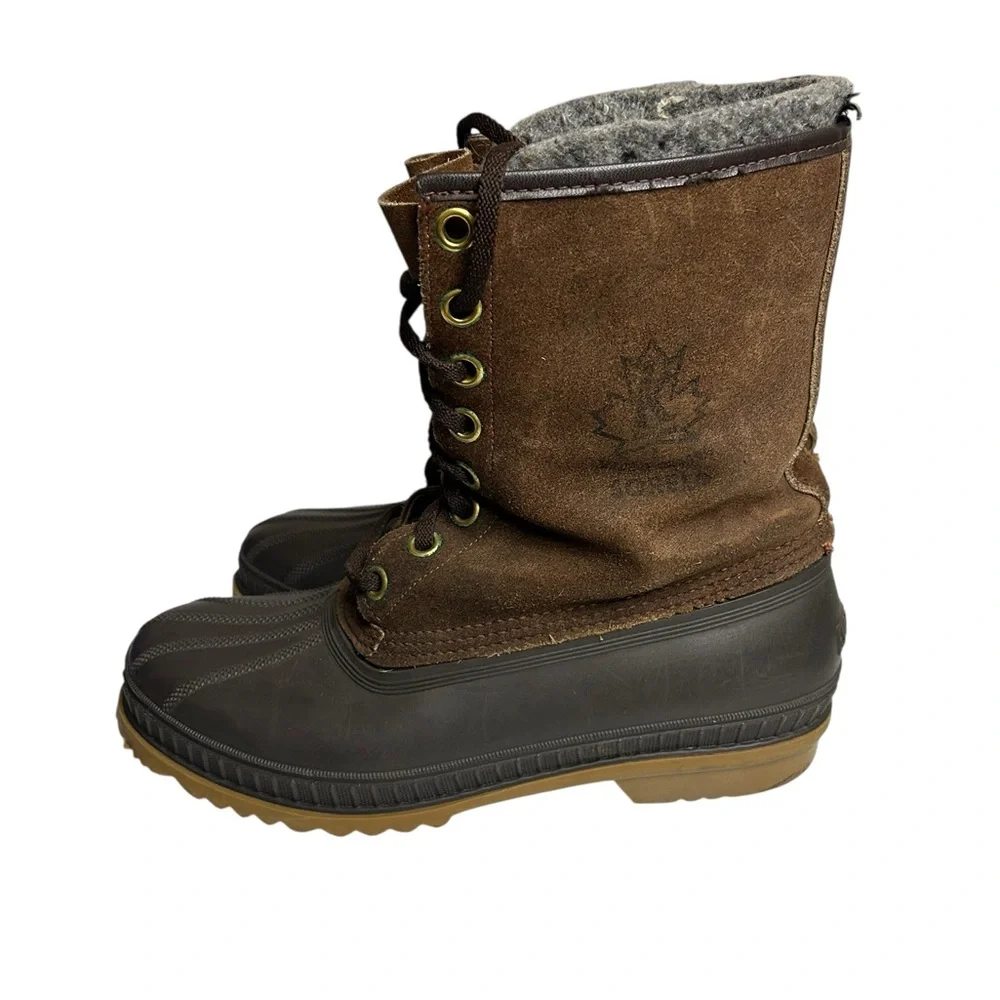 Sorel Men’s 8 Caribou Duck Boots Brown Suede Leather Waterproof‎ Made in Canada